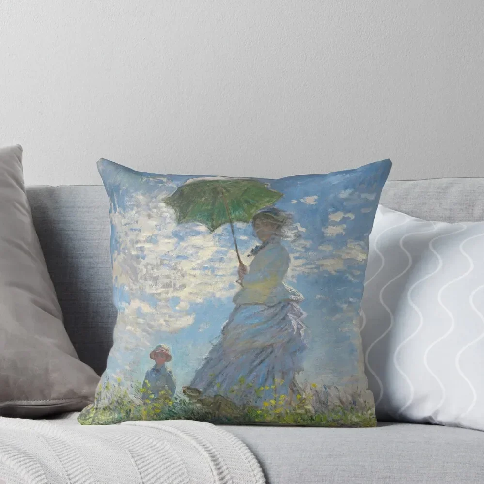 

HD. Woman with a Parasol, by Claude Monet. HIGH DEFINITION Throw Pillow Couch Pillows covers for pillows Pillowcase Pillow