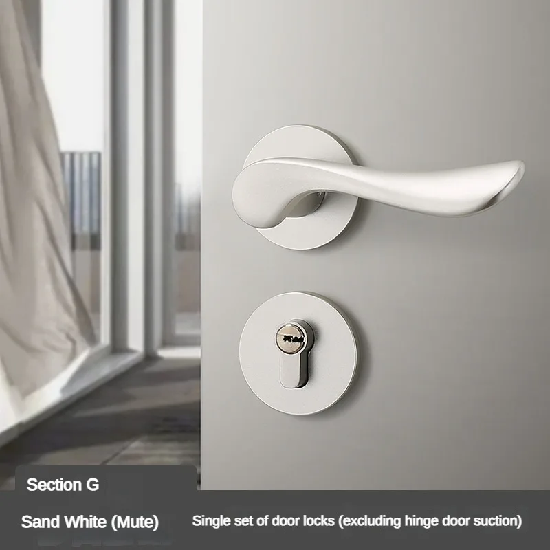ロック 室内寝室ドアロック 磁気吸引式 静音 ユニバーサルドアハンドル シンプル木製ドアロック シルバー スペースアルミニウムドア