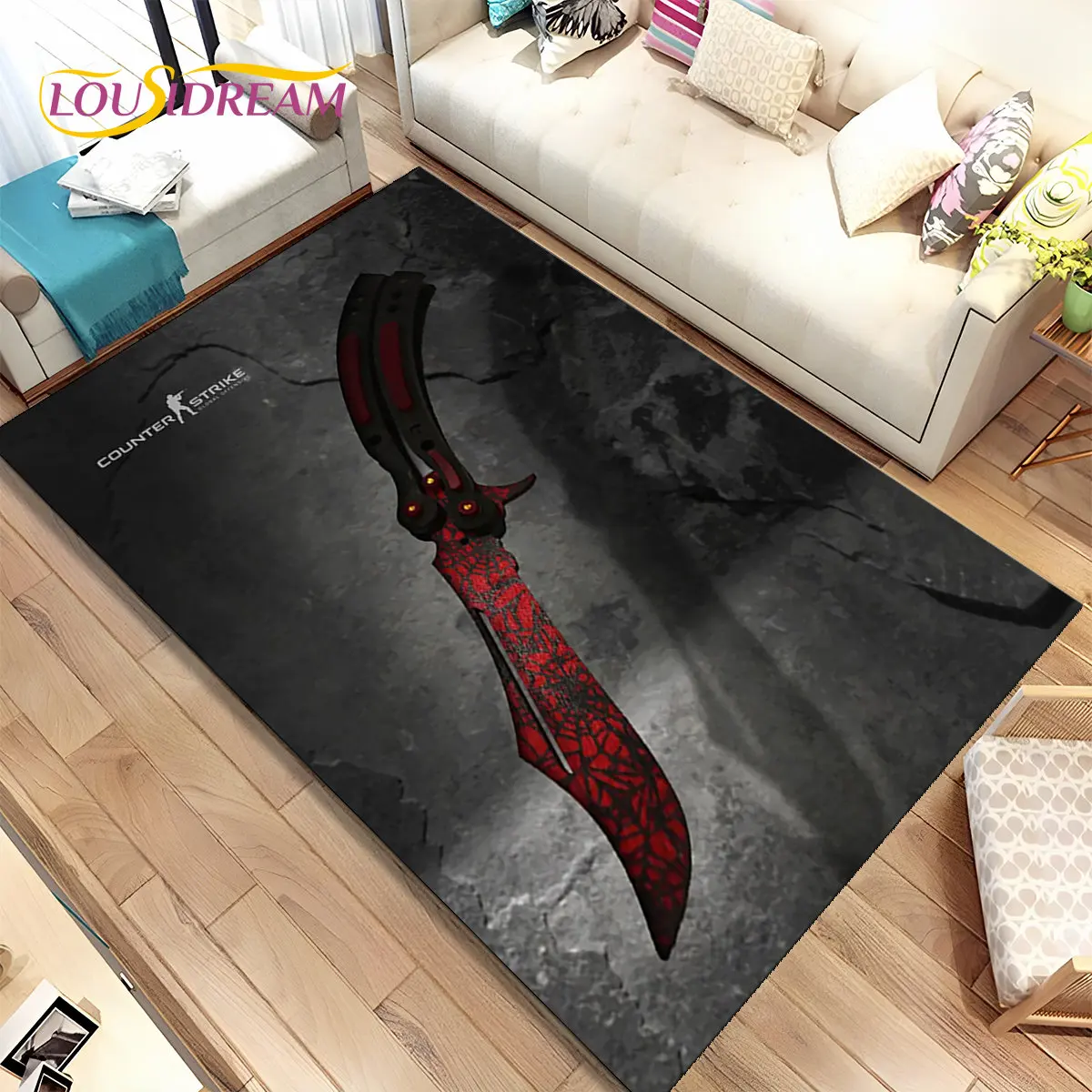 

CS,knife,Swiss Knife Sword Games Area Rug,Carpet Rug for Home Living Room Children Bedroom Sofa Doormat Decor,Non-slip Floor Mat