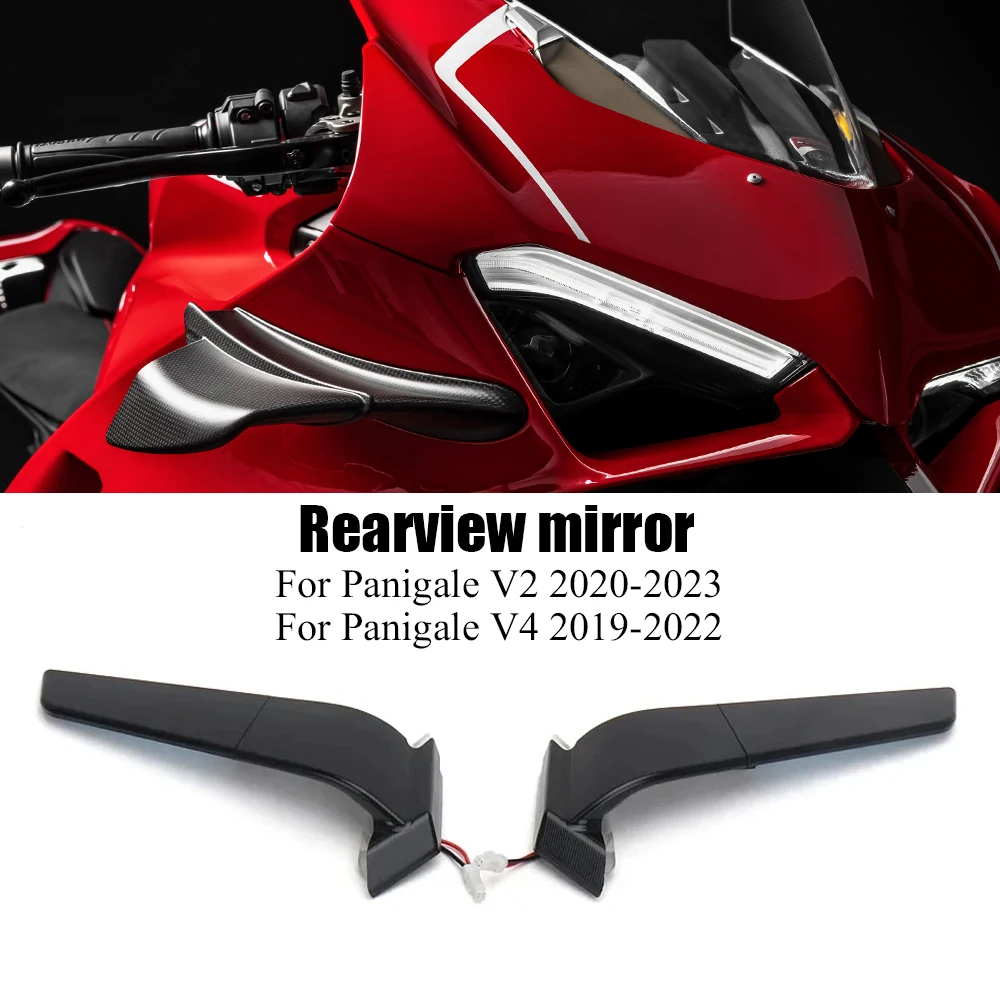 New Motorcycle For Ducati Panigale V2 2020-2023 PANIGALE V4 2019-2022 Rearview Mirrors with LED Rotating Adjustable Wing Mirrors