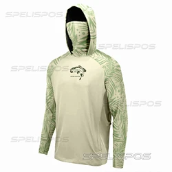 SPELISPOS Fishing Clothing Hoodie Men Sunscreen UPF 50+ Quick Dry Camisa De Pesca Long Sleeve Face Cover Fishing Shirt Breathabl