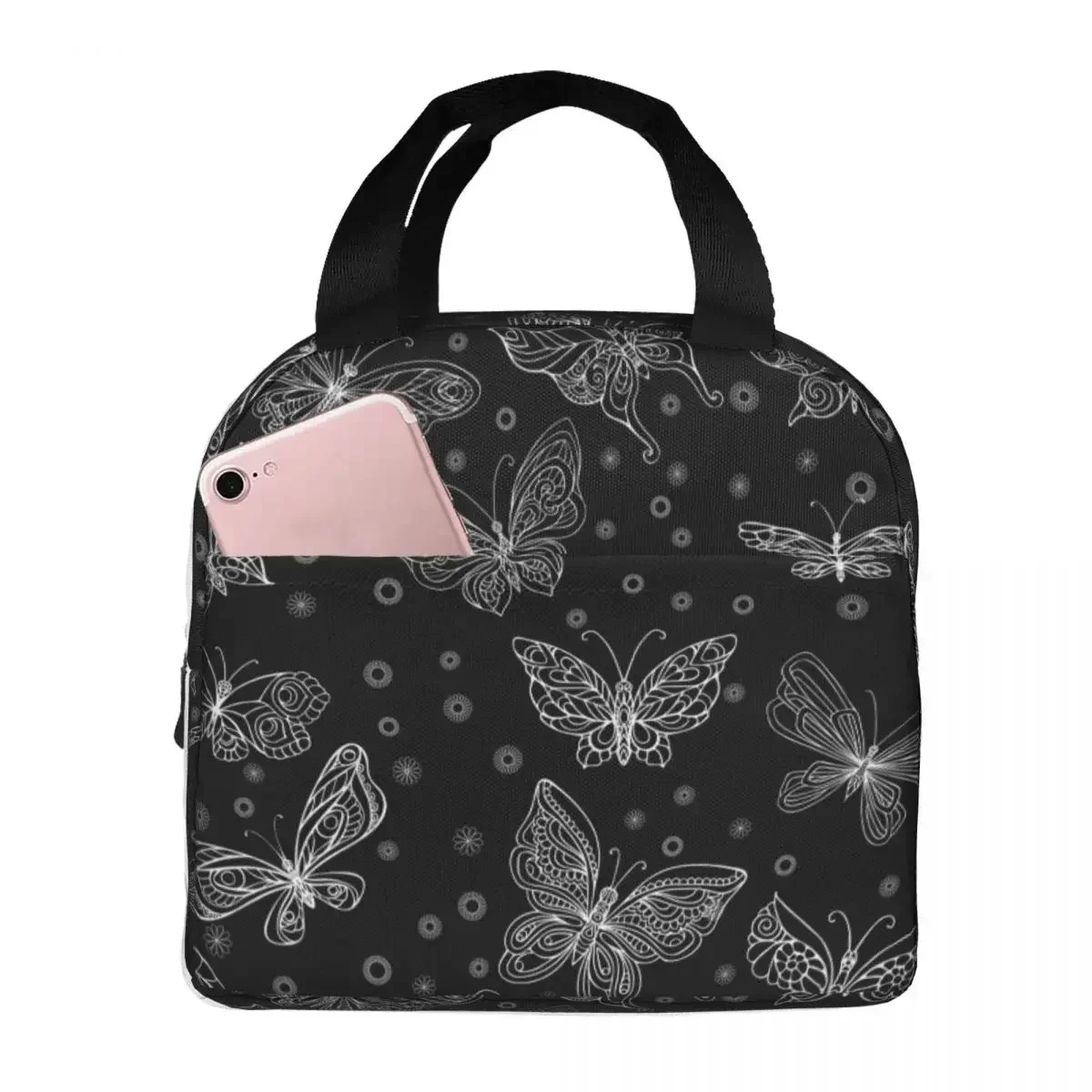 Lunch Bag for Men Women Butterfly Thermal Cooler Bags Waterproof Picnic School Canvas Lunch Box Food Storage Bags