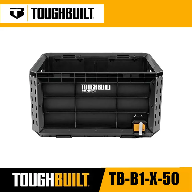 TOUGHBULILT TB-B1-X-50 Foldable Cardboard Storage Turnover Box Stacked Open Lid Storage Box