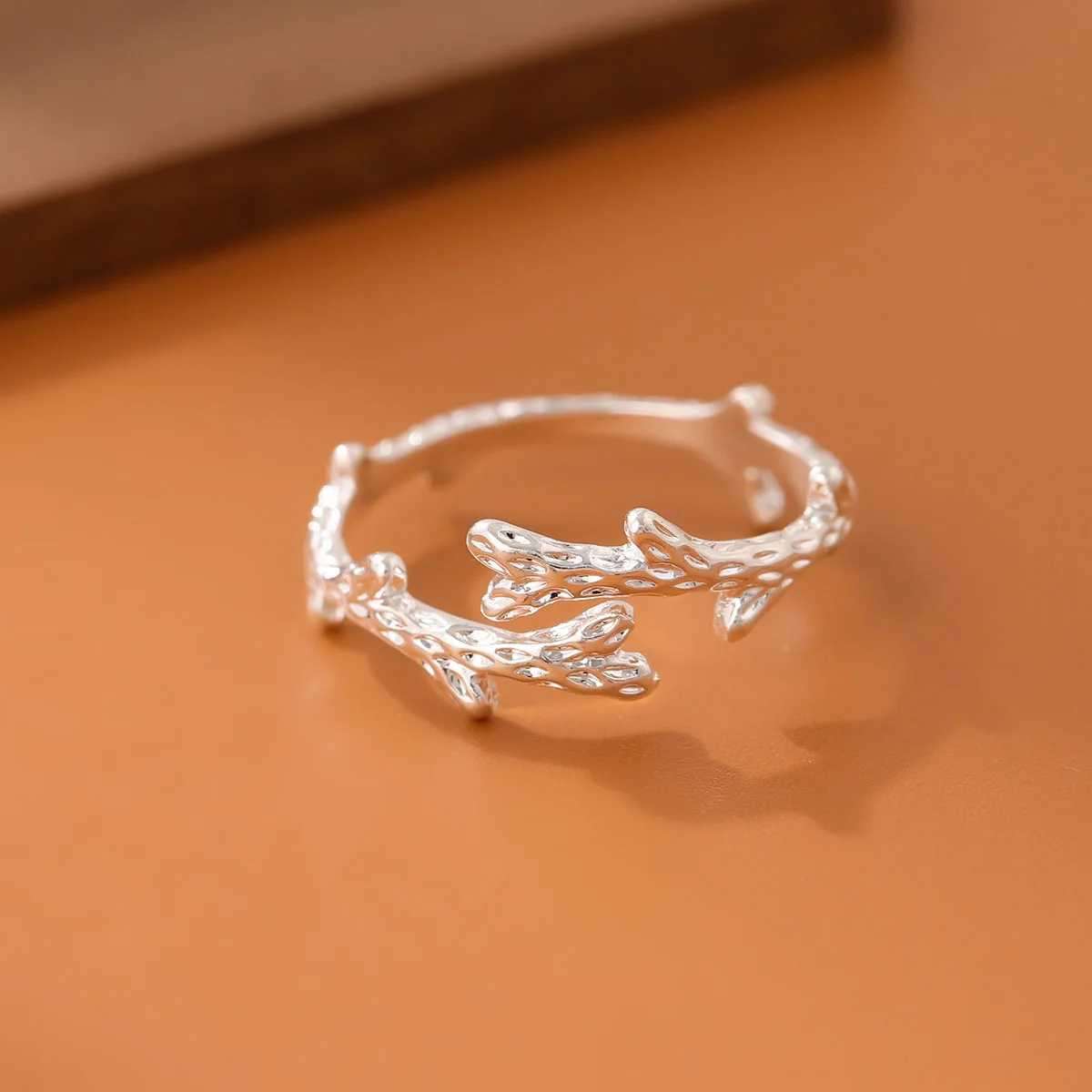 Mode einfache Zweige Persönlichkeit kleine 925 Sterling Silber Schmuck kompakte Öffnung Ringe R012
