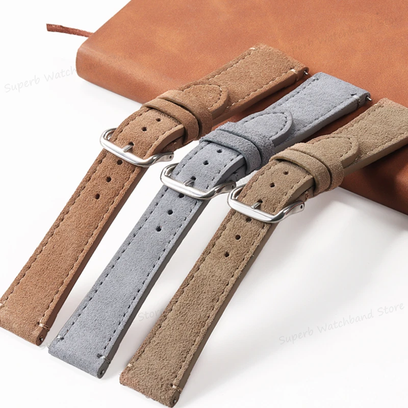 Винтажный замшевый ремешок из натуральной кожи для часов Omega, быстросъемный спортивный браслет для Huawei GT4 для мужчин и женщин, 20 мм 22 мм