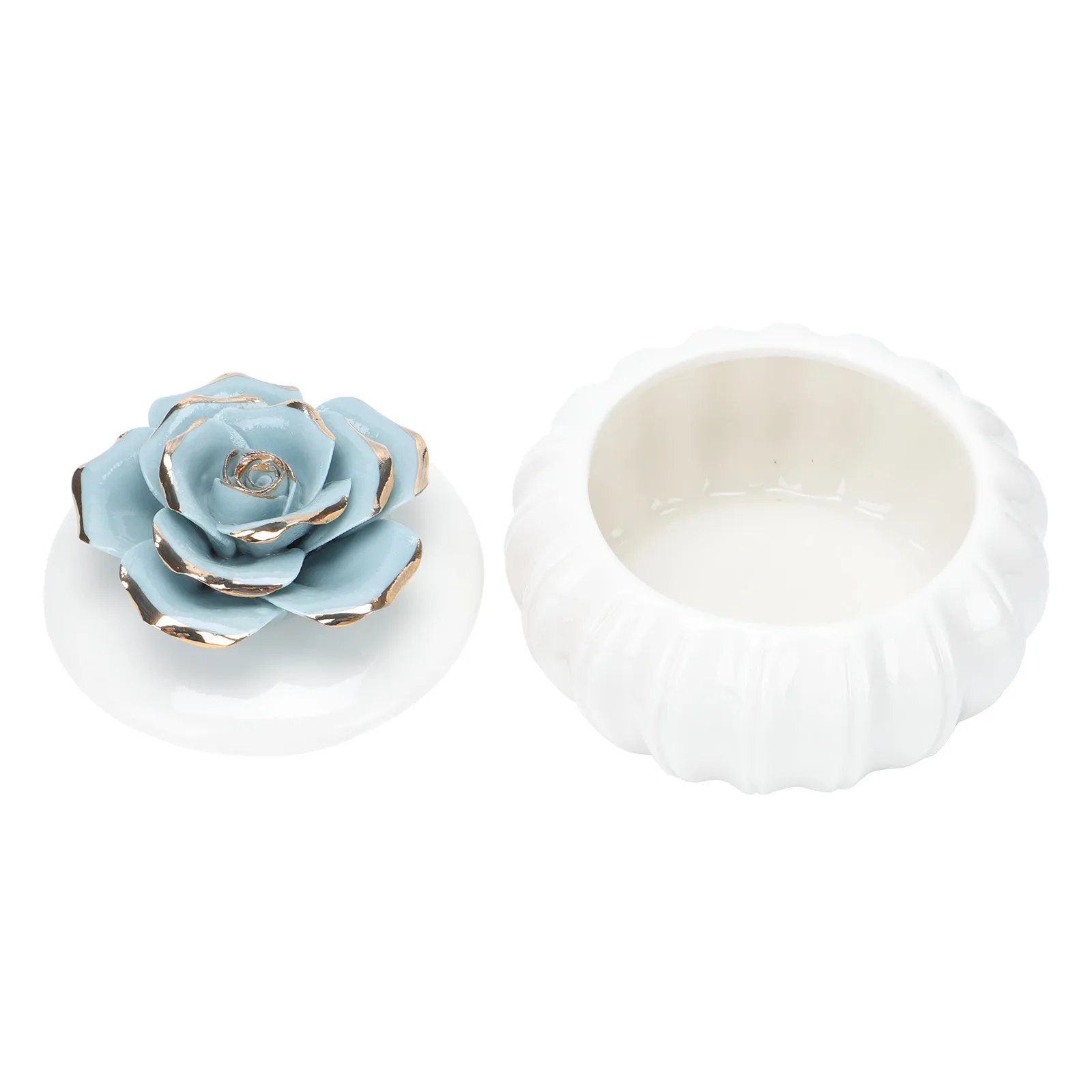 

1Pcs Ceramic Jewelry Box Nordic Rose Hand-Painted Storage Container Home Decorative Organzier Sealed Canister for Drawer Cabinet