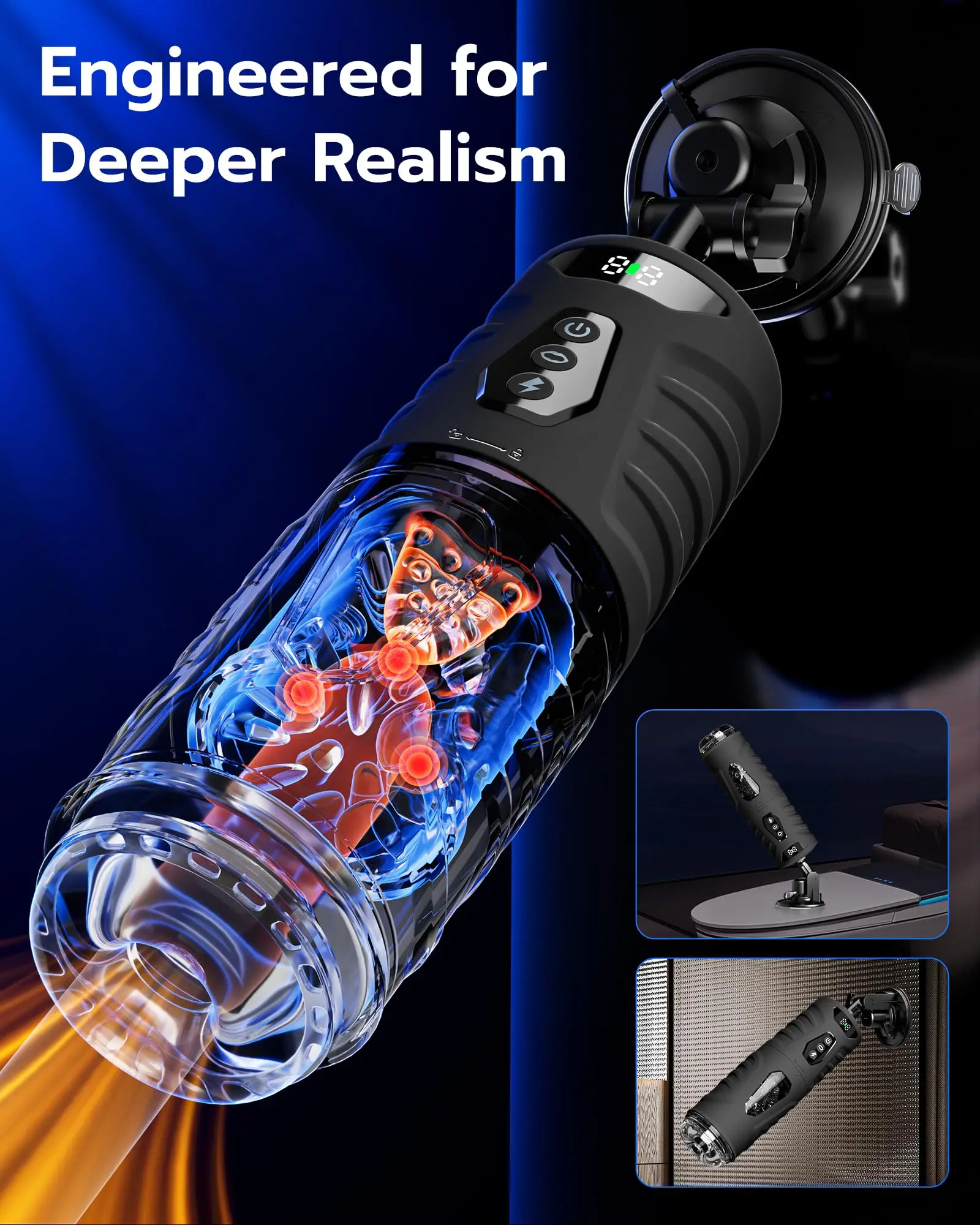 Automatic Rotating Vibrating Male Masturbator Penis Pump Thrusting Suction AI Sync Sex Machine LCD Pocket Pussy Sex Toys for Men view 3