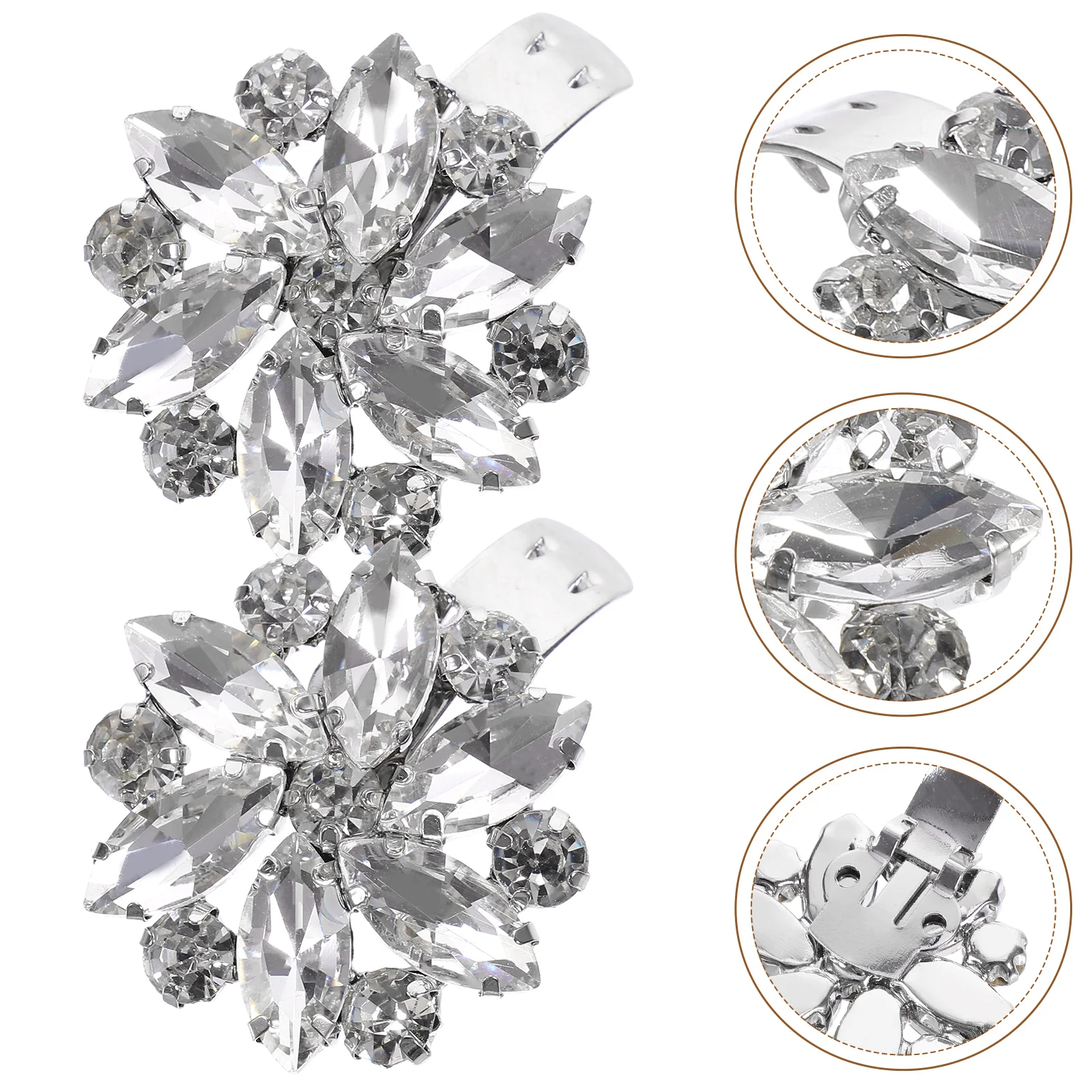 

2 pcs Removable Shoe Clips Crystal Flower Buckle Wedding Women Shoe Charms Sparkly Decorative Lightweight Durable Elegant