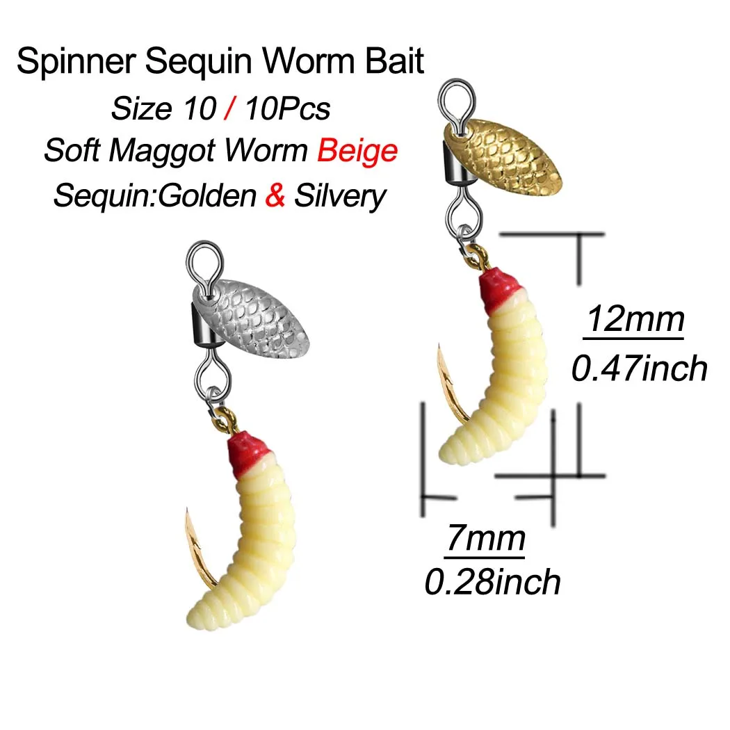 5 Stücke/10 Stücke Spinner Pailletten Wurm Köder Fliegen Angeln Köder Haken Für Forelle/Steelhead/Salmon/Bass
