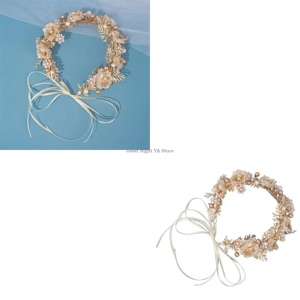 Elegantes coroas folhas douradas trançadas para noivas, cabelo leve, elegante, para cerimônias e estilo