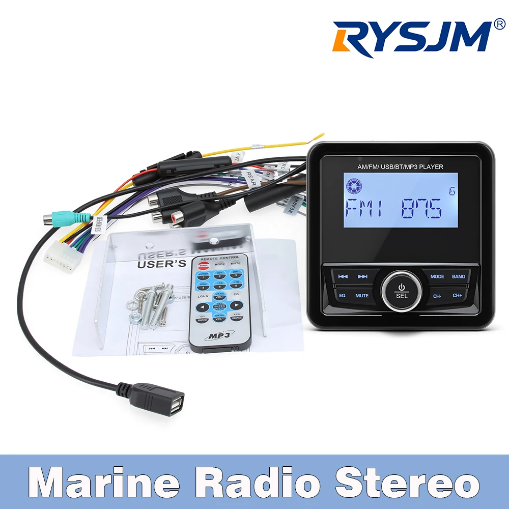 

MP5 Player Marine Radio Boat Stereo Bluetooth-compatible FM AM Digital Media Audio Player or Yacht ATV UTV Motorcycle Waterproof