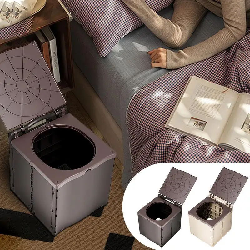 Folding Camping Toilet Camping Foldable Adults Elderly Toilet Outside Trash Can Road Trip Must-Have Women Men Potty Bucket For