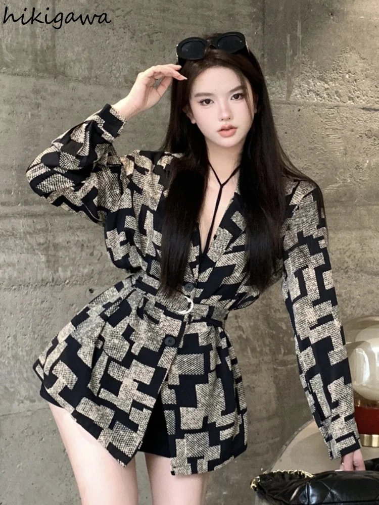 Temperament Blazer Women's Clothing Long Sleeve Slim Waist Casual Jackets 2025 Ropa Mujer Fashion Korean Black Y2k Coat Tops