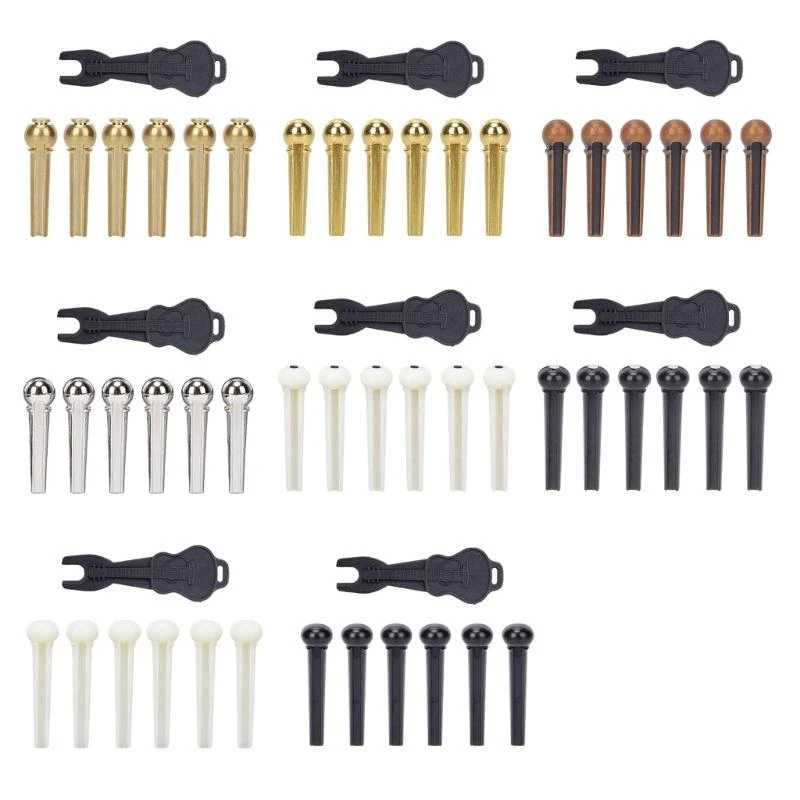 Acoustic Guitar Bridge Pins with Bridge Pin Puller Set String Remover Extractor Tool Guitar Accessories Enduring