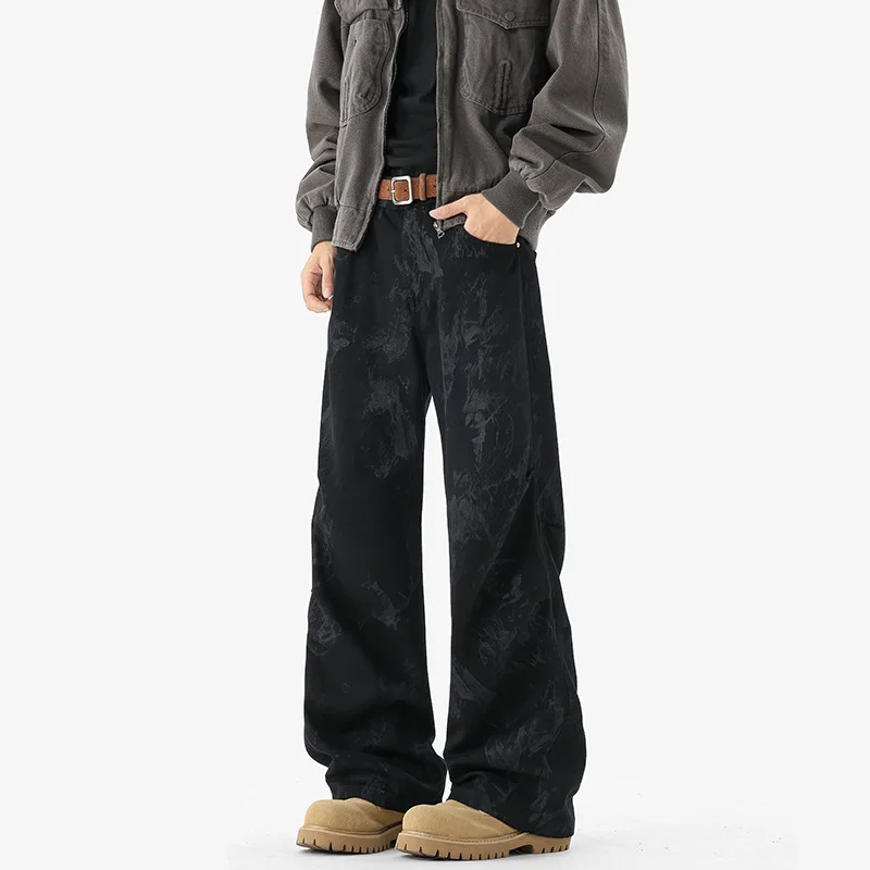 

Мужские осенние и зимние повседневные брюки, американские плиссированные брюки из хлопка, подходящие для уличной одежды и туристических нарядов.