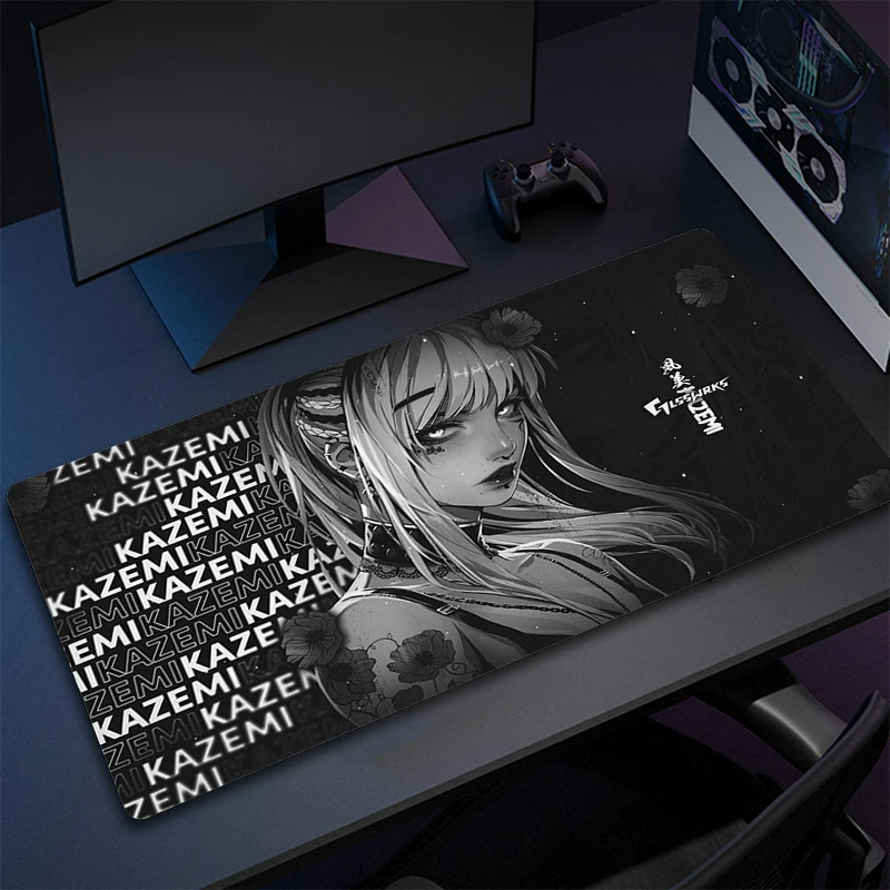 Anime Non-Slip Mouse Mat Dark Kazemi Large Mouse Pad XXL Game Professional Rubber Mousepad Akari Gaming Keyboard Mat Desk Mats