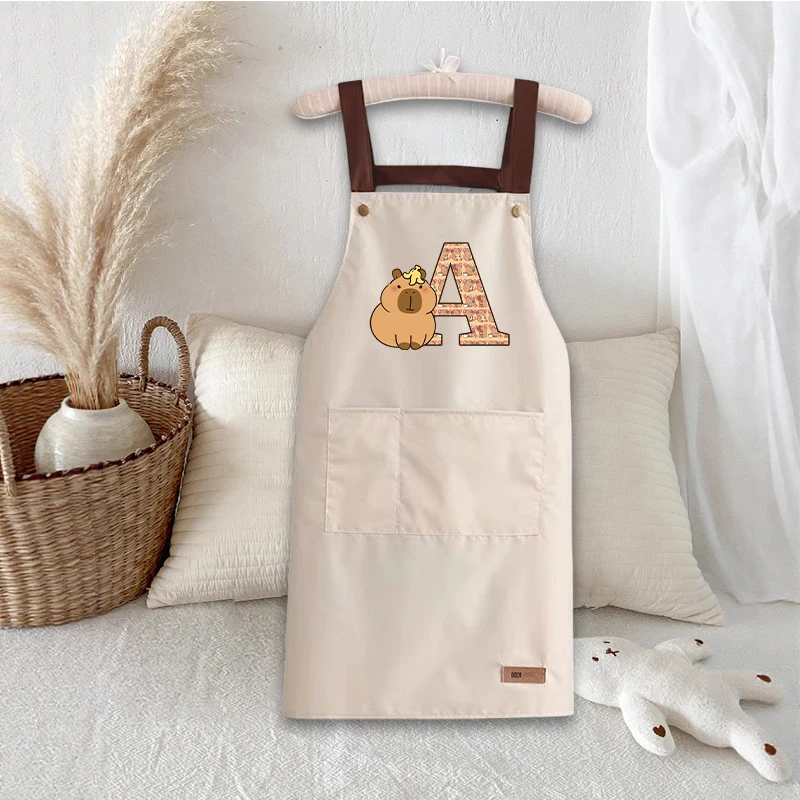 Capybara Apron Letter A-Z Hotel Cooking Restaurant Waiter Cute Cartoon Restaurant Coffee Shop Baking Fashion Apron Uniform Gifts