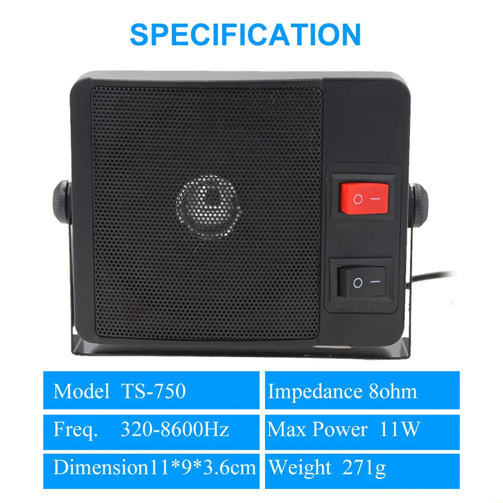 3.5mm Diamond Heavy Duty TS-750 External Speaker Amplifier For QYT ICOM KENWOOD Car Walkie Talkie Ham CB Station Two Way Radio