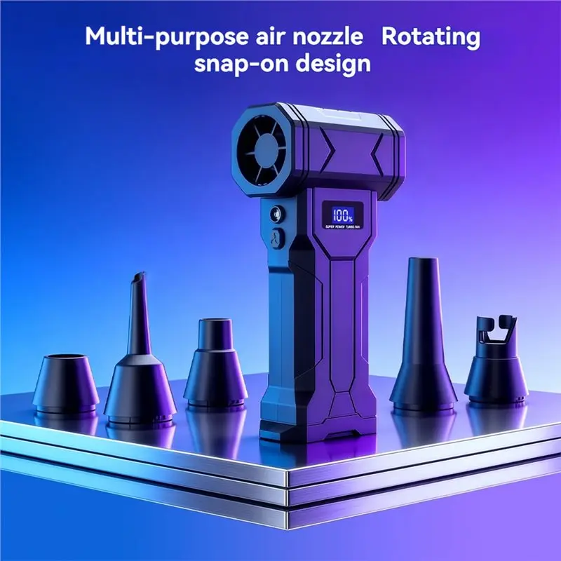 AT28-Q6 Violent Fan Portable Electric Air Duster With Led Light, Powerful 110000RPM Adjustable Mini Turbo Blower For Cleaning