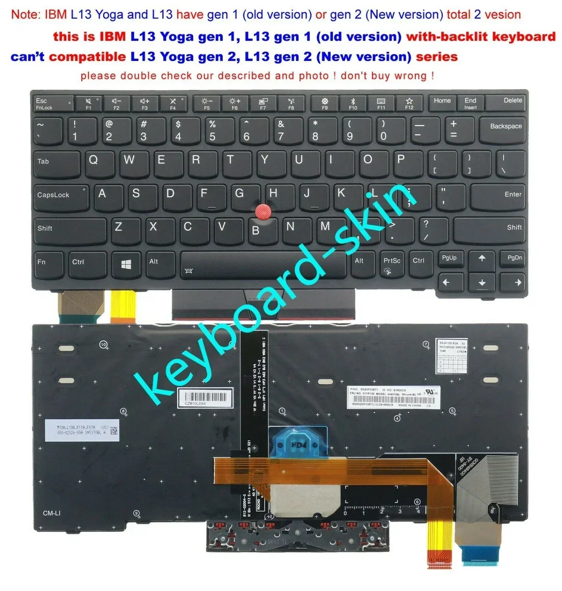 

New US backlit keyboard for lenovo IBM Thinkpad L13 gen1,L13 Yoga gen1, (isn't for L13 Yoga gen 2 , L13 gen 2, New vesion)