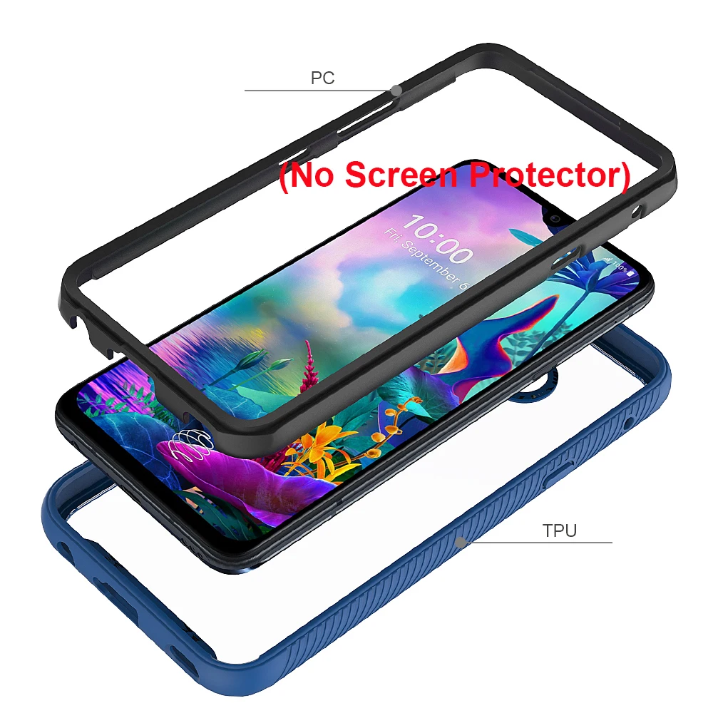 حافظة هاتف هجينة متينة مقاومة للصدمات لهاتف LG G8X V50S ThinQ 6.4 بوصة إطار من البولي يوريثان الناعم غطاء خلفي شفاف من البلاستيك الصلب