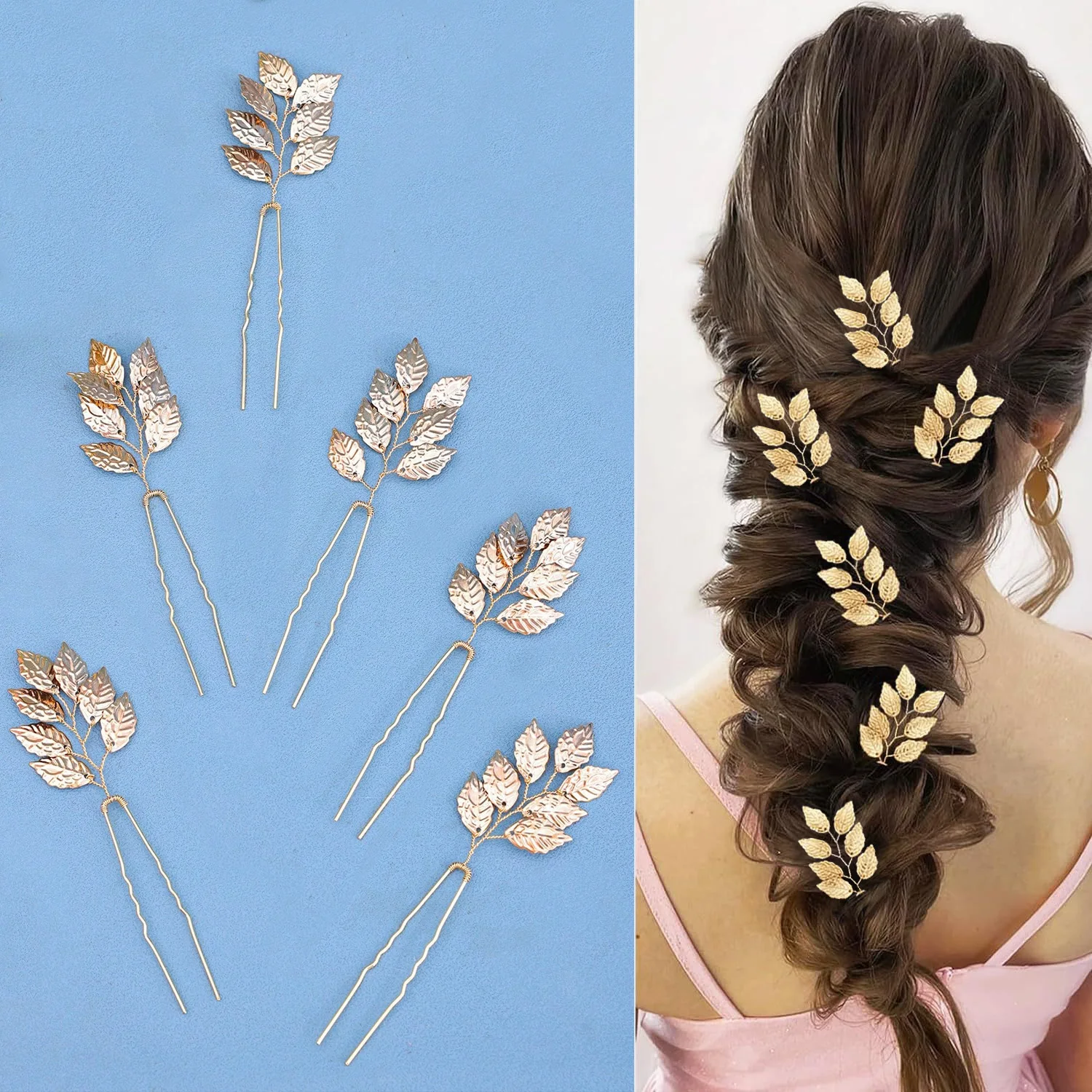 

6 шт./набор, золотые шпильки для волос