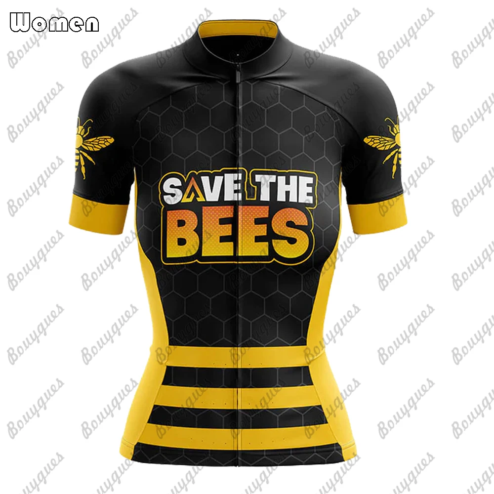 Bees Summer Premium Cycling Jersey Set Breathable Team Racing Sport Bicycle Jersey Women Cycling Clothing Short Bike Jersey