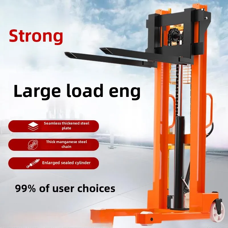 HSN Manual Hydraulic Forklift Stacker Semi-electric Lifting Truck Hand Push Lifting Cattle Small Forklift