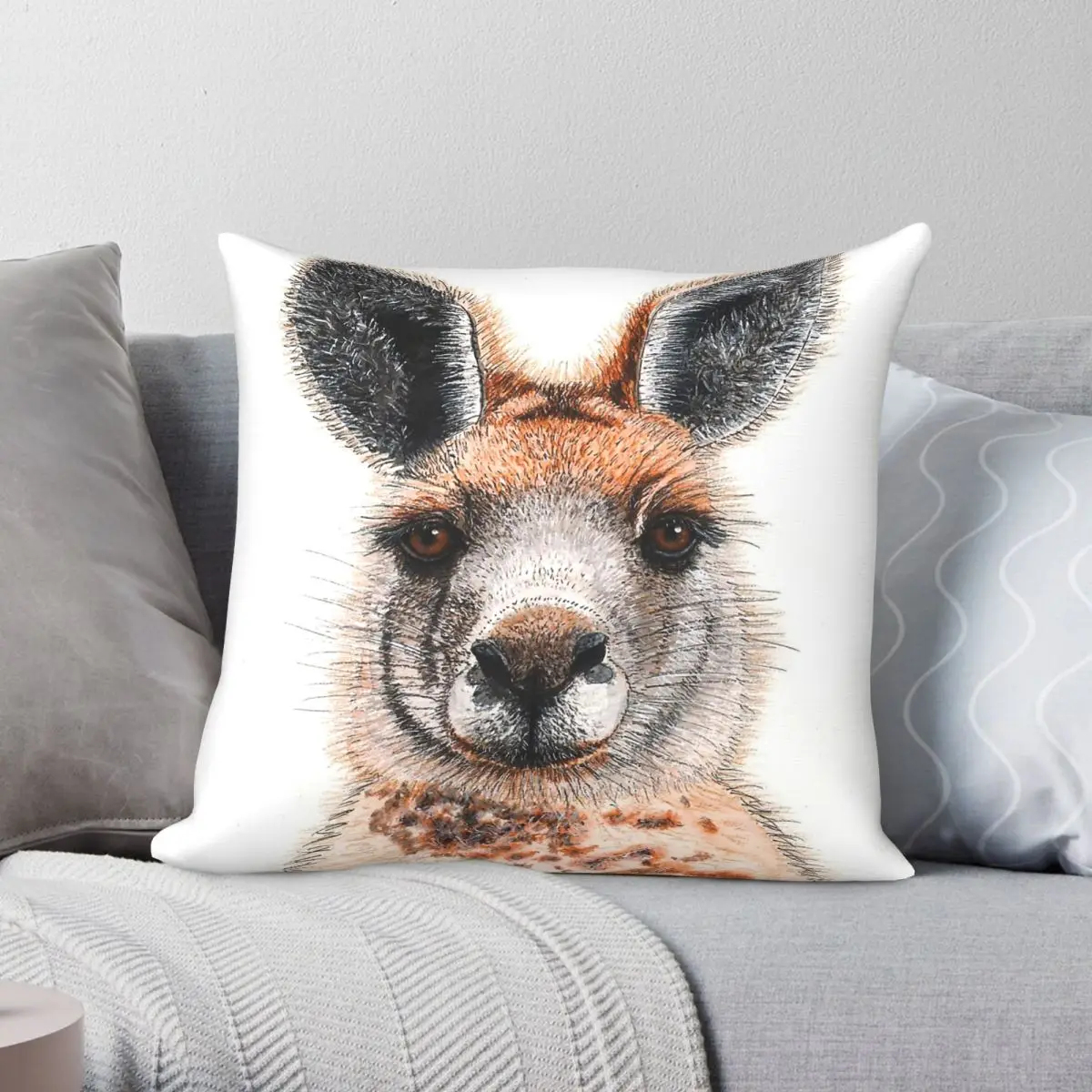 Kangaroo Australian Animal Native Square Pillowcase Polyester Linen Velvet Creative Decorative Throw Pillow Case Cushion Cover