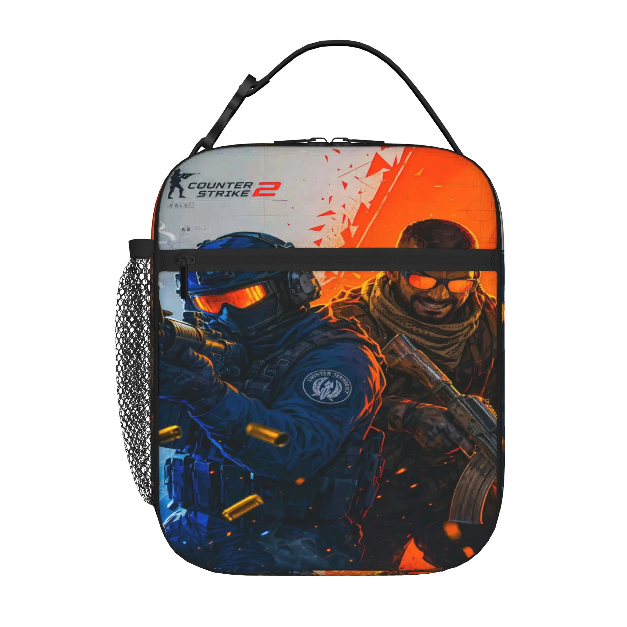 Picnic Bag Counter Strike 2 Soldiers Battle Poster Zipper Closure Super Quality Portable Food Storage Lunch Bag