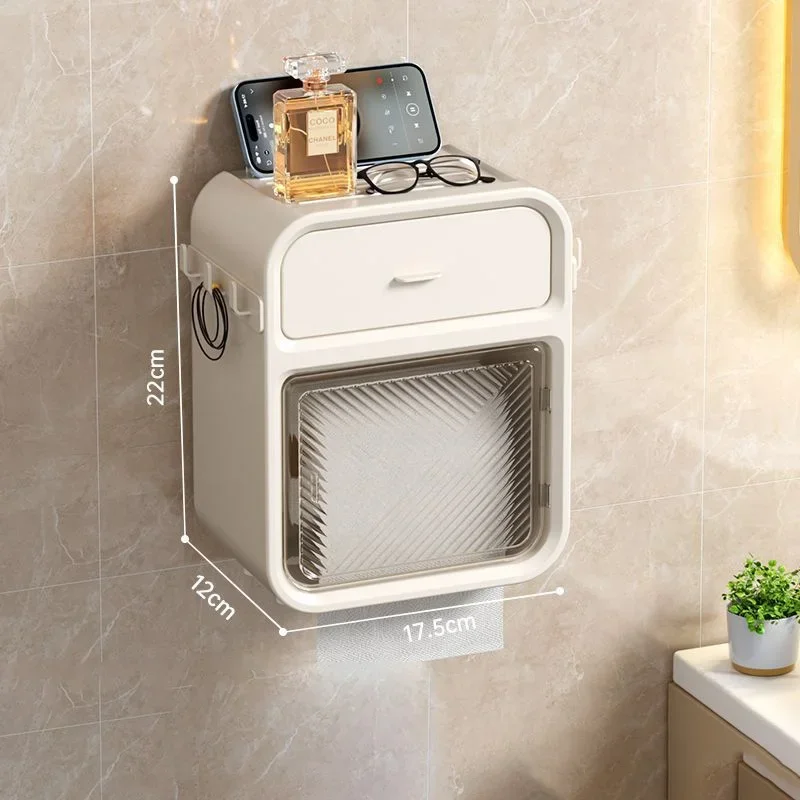 Tissue holder wall mounted bathroom storage accessories drawer roll paper holder waterproof storage box bathroom accessories