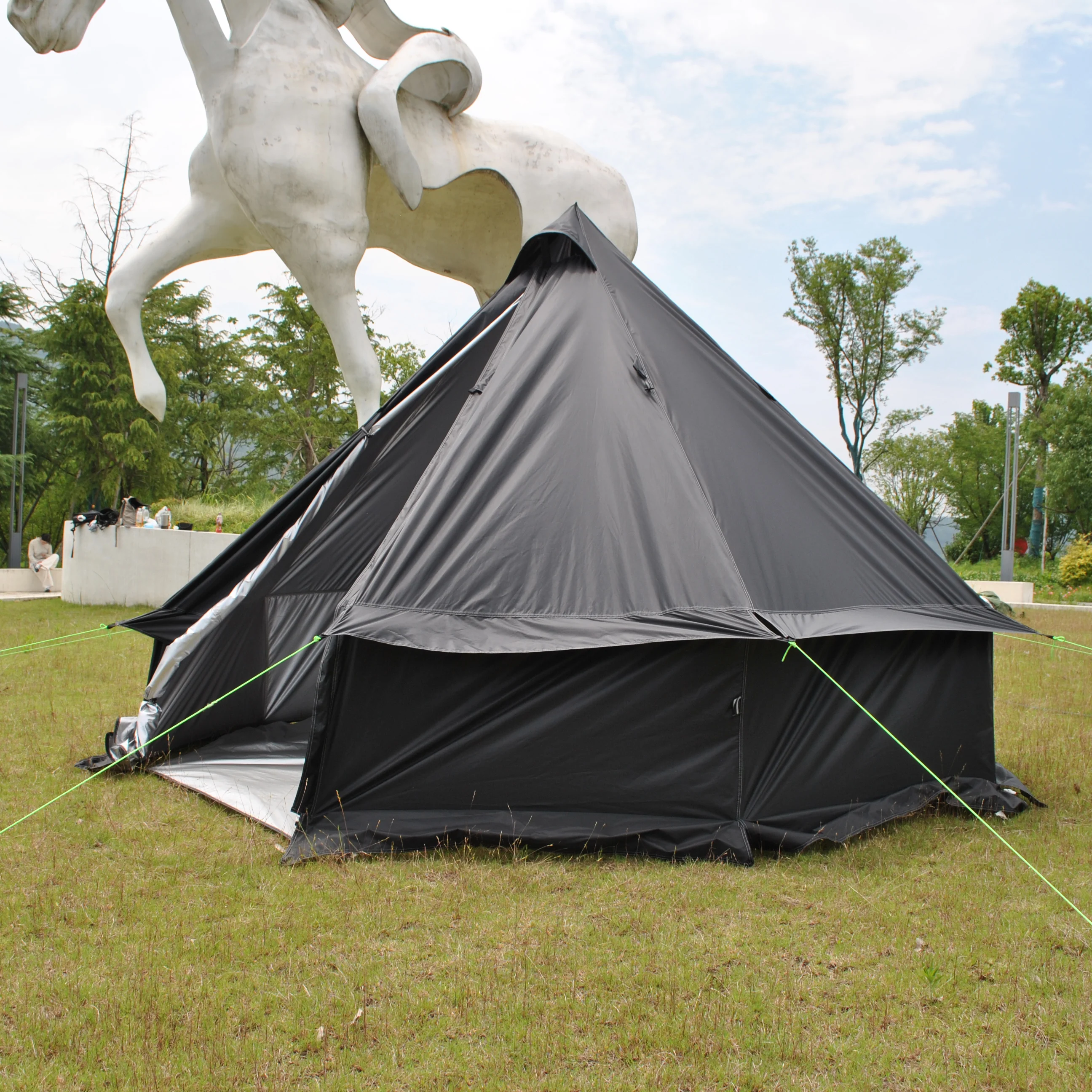 خيمة جرس، يورت مع مقبس موقد، خيمة حائط قابلة للتنفس ومقاومة للماء وقابلة للتنفس، ملاءة أرضية قابلة للفصل لحفلات التخييم