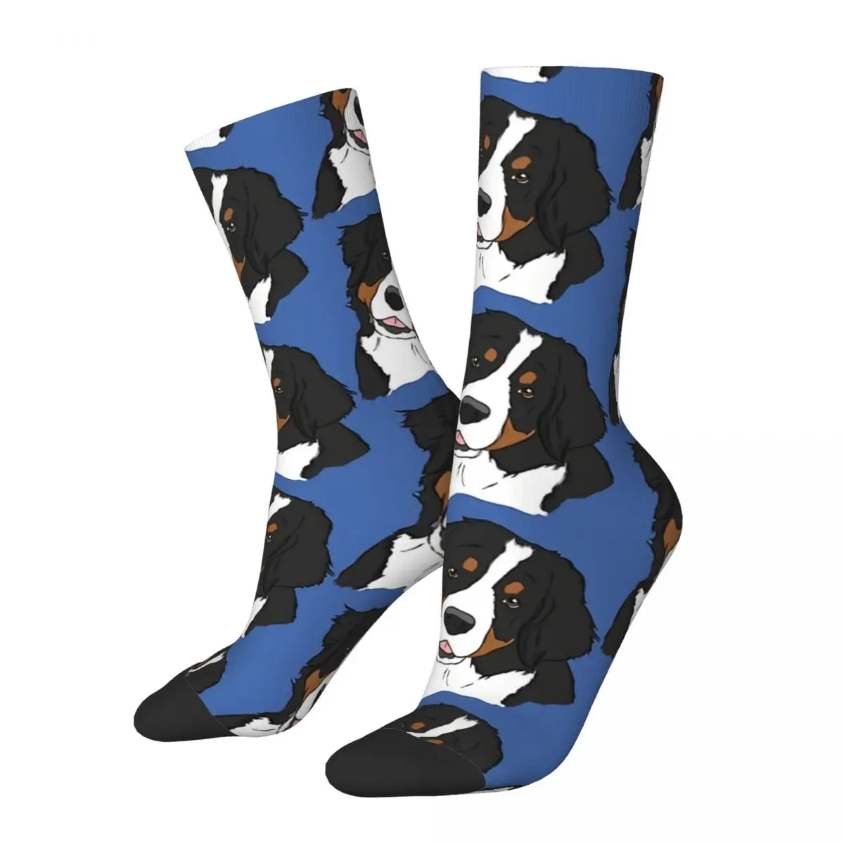 Funny Happy Men's Socks Bernese Retro Harajuku Dog Hip Hop Seamless Crew Crazy Sock Gift Pattern Printed