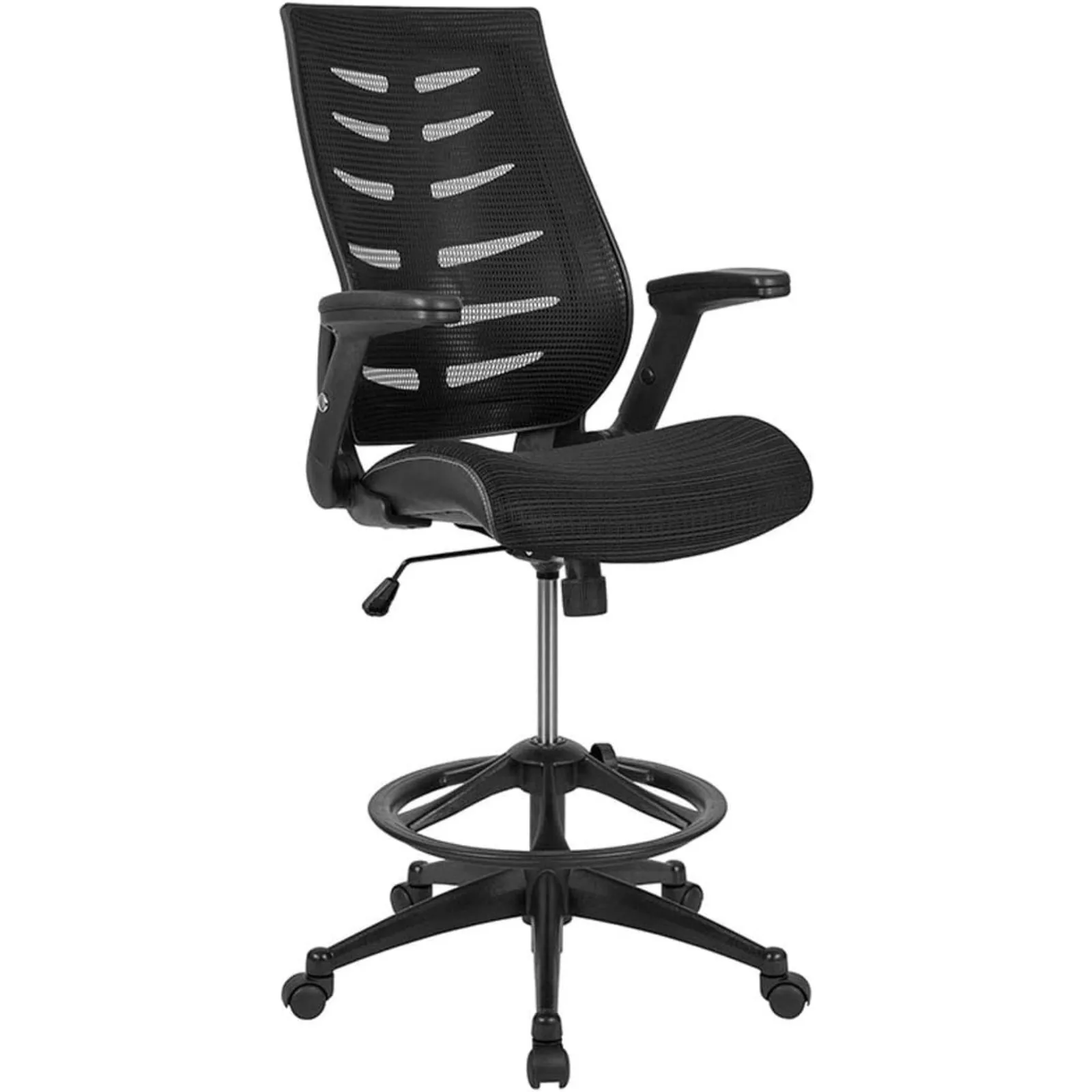 

US Kale High-Back Ergonomic Mesh Office Chair with Flip-Up Arms and Adjustable Foot Ring, Spine-Back Tall Executive Swivel Chair