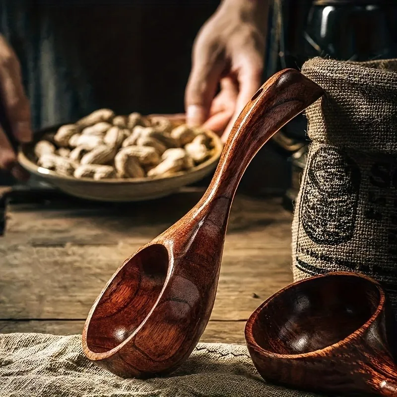 

Деревянная ложка для супа, кухонные принадлежности для бара, деревянные принадлежности для меда, питья кофе, многоразовая коричневая ручка для еды, смешивания, перемешивания, приготовления пищи