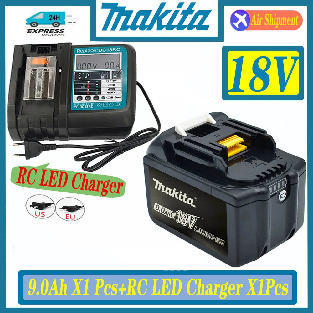 

100% Original 18V Makita 9.0Ah Rechargeable Power Tool Battery With LED Lithium-ion Battery BL1860B BL1830 BL1850