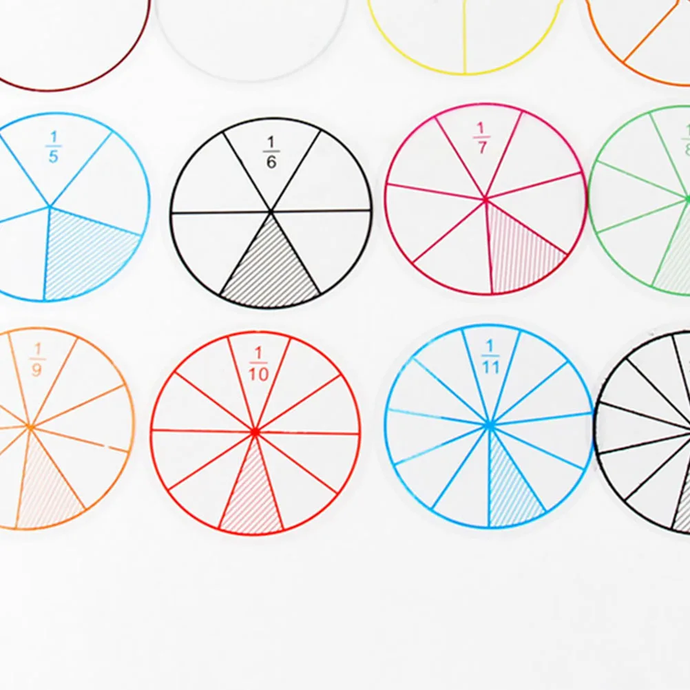 

10 Sets Fraction Display Tool Color-Coded Math Teaching Aids For Classroom Home Study Fraction Circles Educational Props Math
