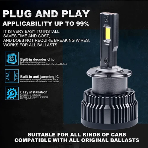 Imagen 2 del producto D2S D4S Led faro de coche 35W bombillas Canbus CSP D1S D3S D8S 30000LM Super brillante D2R D4R Auto Turbo ventilador lámpara Plug & Play Xenon HID