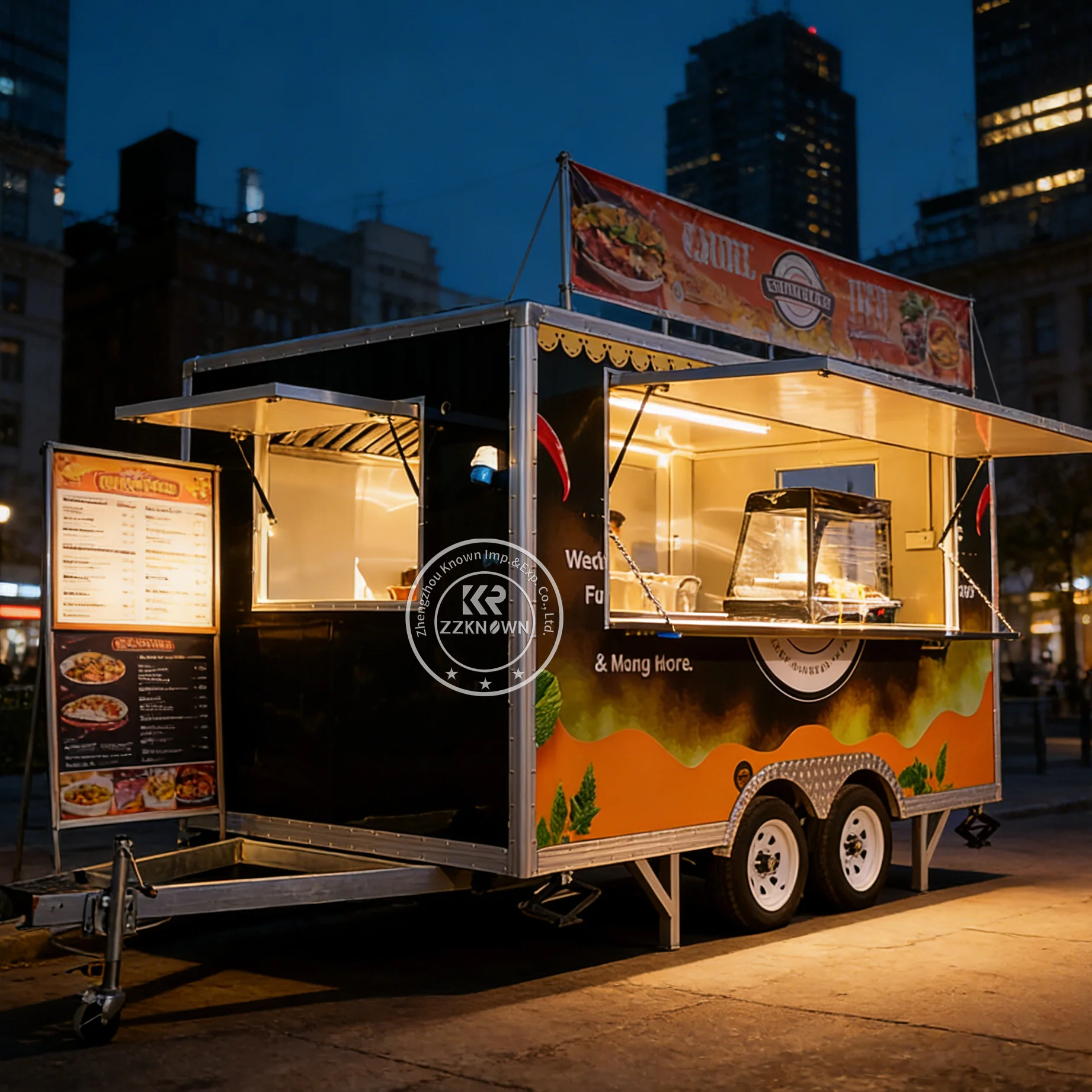 

Полностью оборудованный кухонный прицеп для кейтеринга, фургон для продажи напитков, фастфуда, пиццы, хот-догов, уличный фудтрак