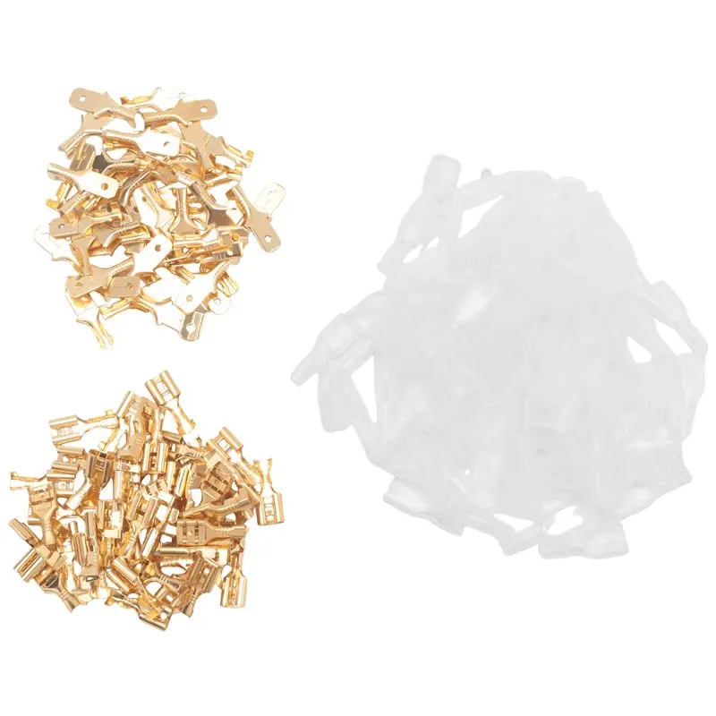 Top-Rated 200PCS Female Male Spade Crimp Terminals Sleeve Wire Wrap Connector For 22-16 AWG Car Audio Speaker