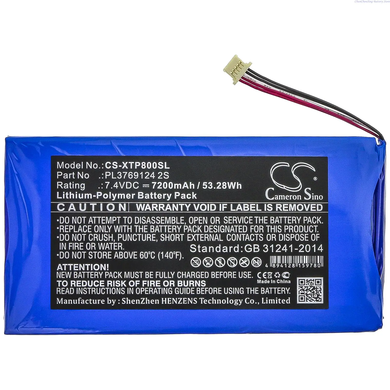 CS 7.4V 7200mAh Diagnostic Scanner Battery PL3769124 2S for XTOOL PS90,PS90HD,PS80,X7,EZ500,i80 Pad,PS80E,PS90 Pro +TOOL