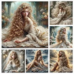 Diy Diamond Painting Portrait Sexy Woman Full Diamond Mosaic 5d Diamond Art Embroidery Wedding Dress New 2024 Home Decorations