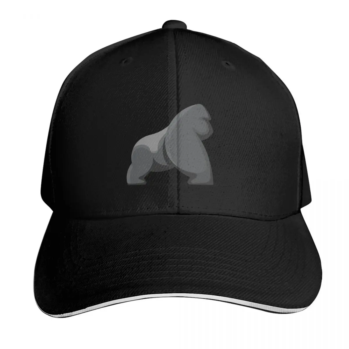 Silverback Strong Gorilla on White Baseball Cap Cotton Twill Breathable Contrast Two Tone Brim Snapback Flat Bill