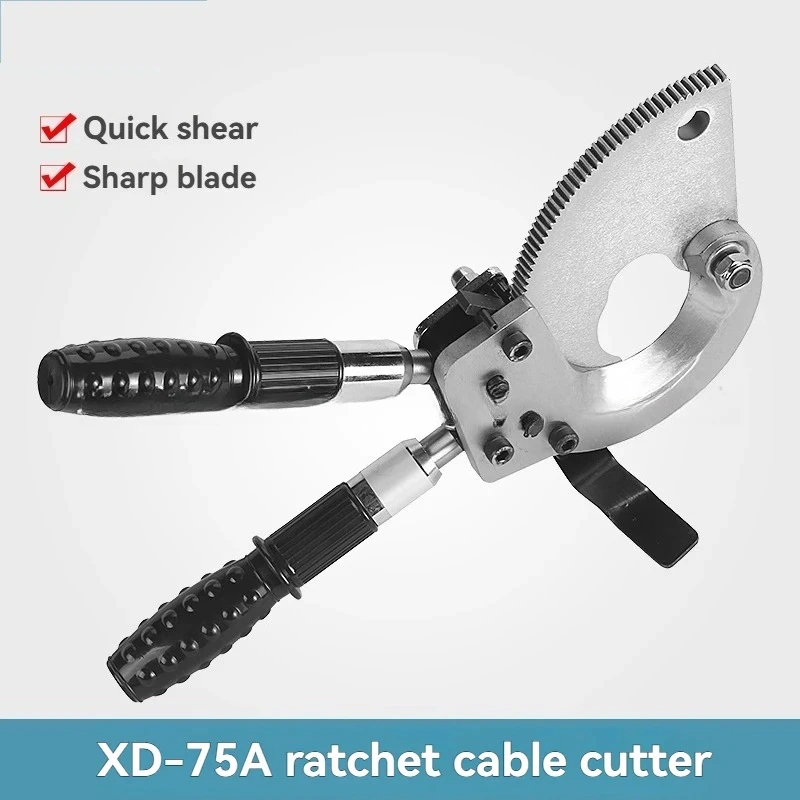 XD-75A Cable Cutter, Mechanical Ratchet Cable Cutter, Gear-driven Cable Scissors
