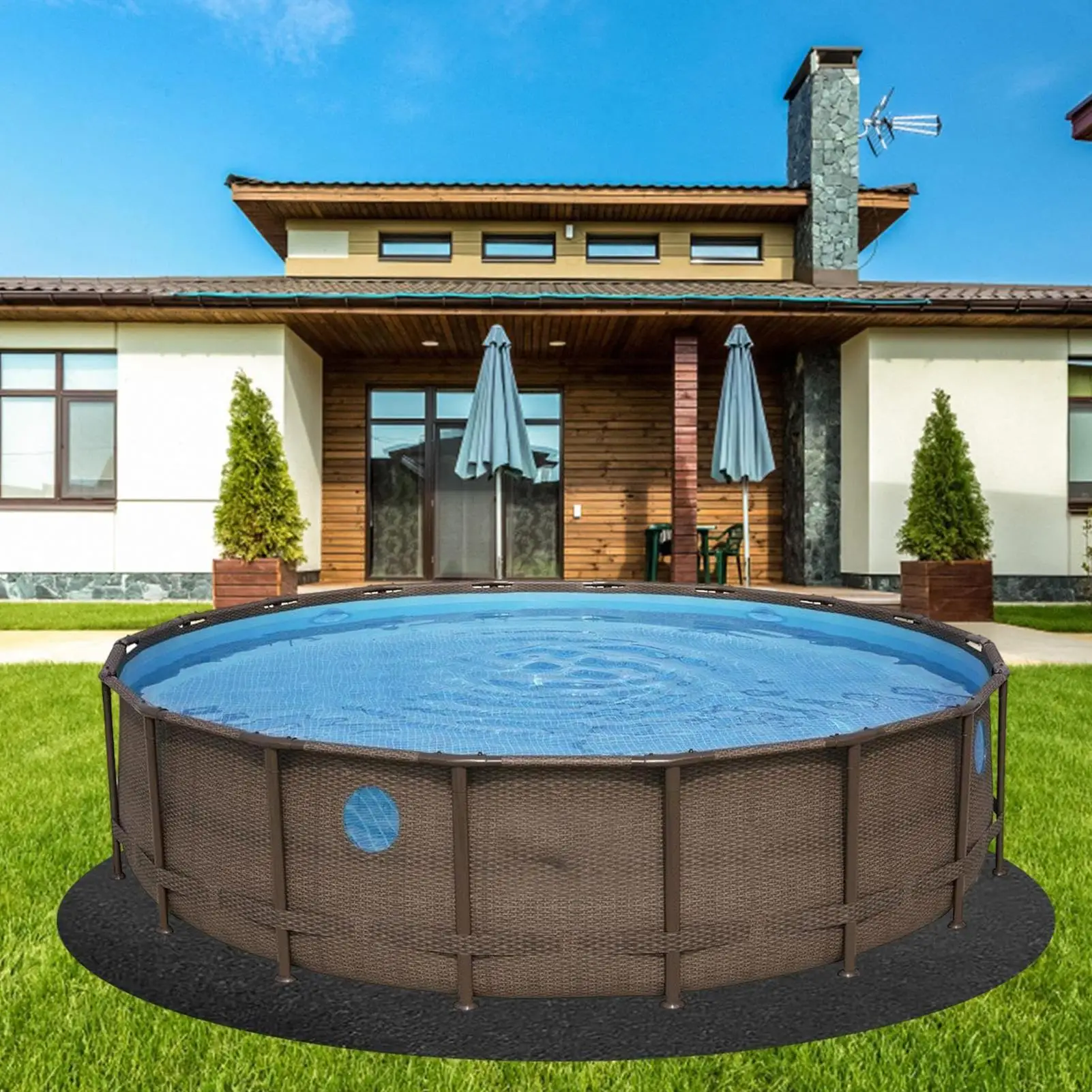 Heavy Duty Inflatable Pool Liner Round Ground Mat Puncture Protection Under Pool Pad Thickened Swimming Pool Floor Cover