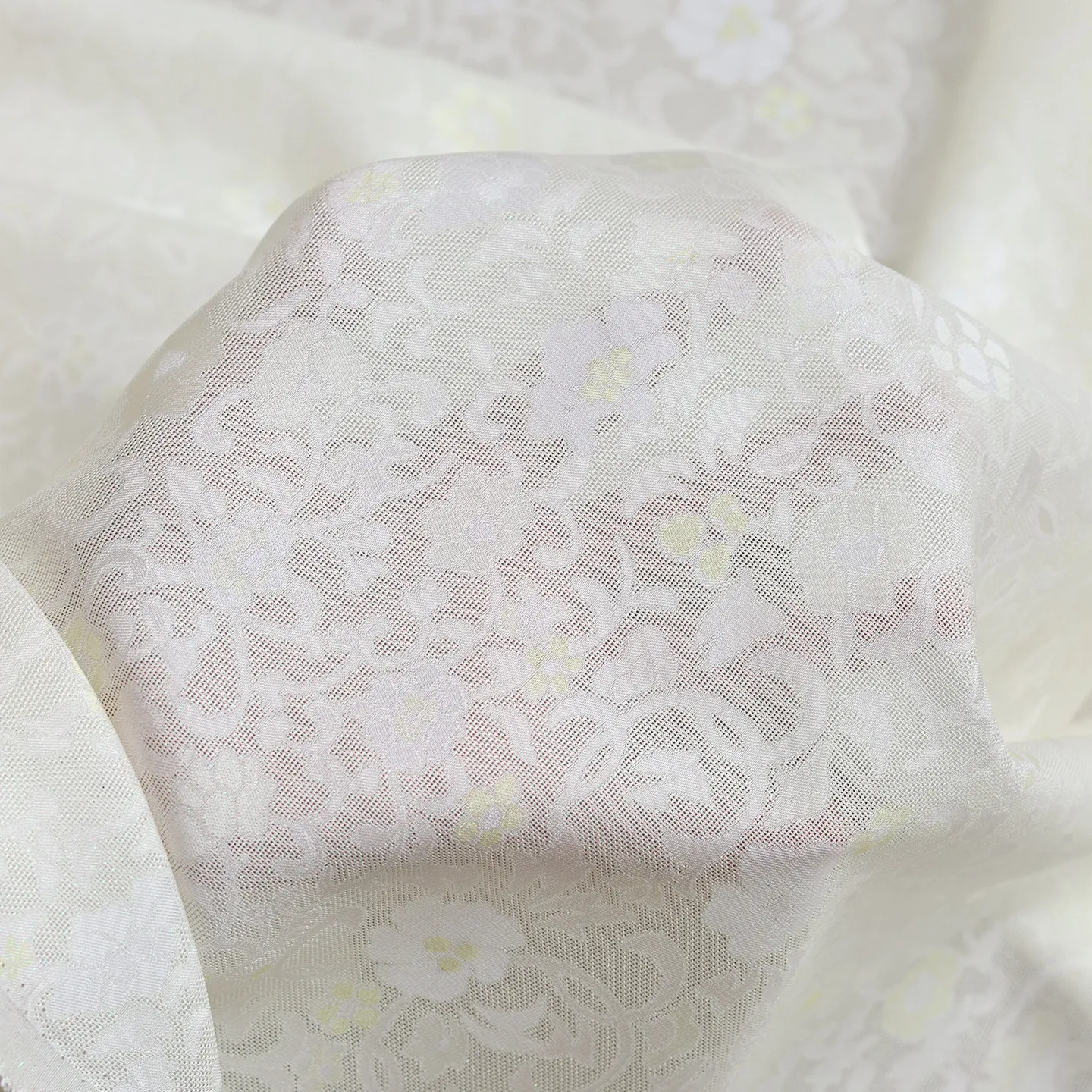 High Quality Dotted Yellow Silk Woven Three Warp Twisted Silk Fabric Designer Chinese Fabric