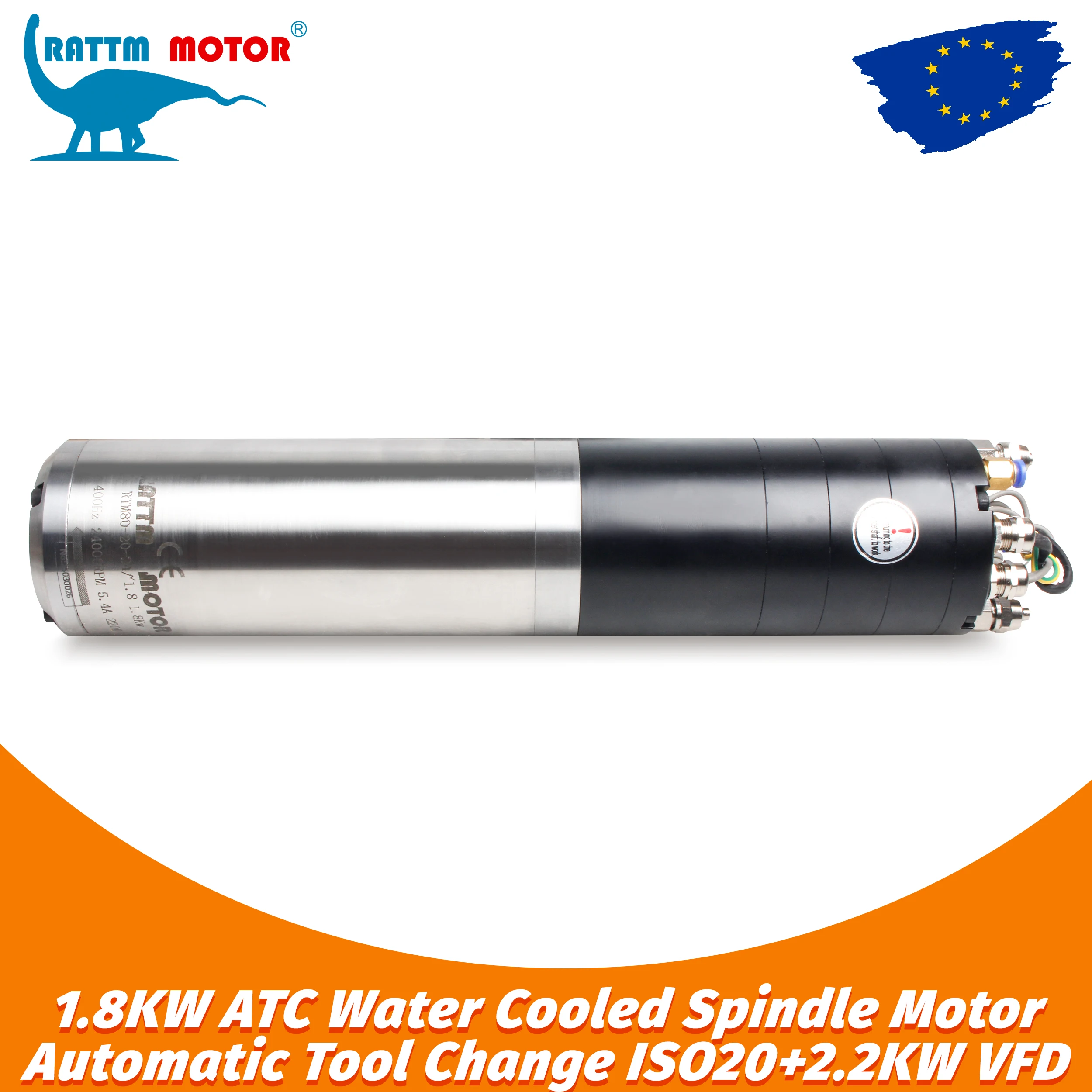 【DE stock】1.8kW ISO20 ATC Water-Cooled Spindle Motor, 220V for CNC Metal Machining & CNC Router