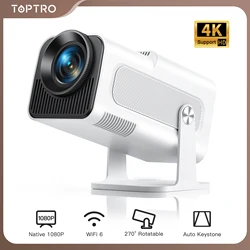 TOPTRO Mini Proyector Portátil 4K Soporte 20000 Lúmenes Full HD 1080P Nativo 270 °   Proyector giratorio Proyector de cine en casa