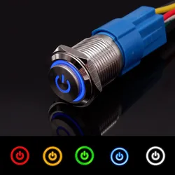 16mm Switch Button Turn On Off Power LED Lights PC AUTO Start Stop Buttons Electrical With Socket High Head 5V 6V 12V 24V 220V