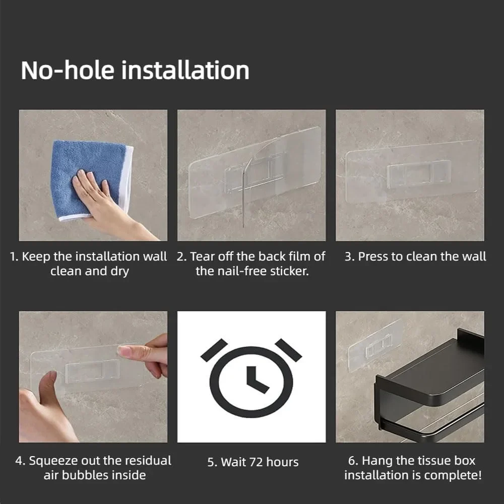 Black and White Gray Storage Rack Kitchen Towel Toilet Paper Rack Plastic Bathroom Wall Roll Paper Mobile Phone Storage Rack